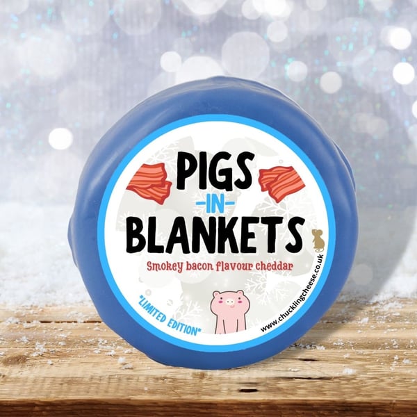 Pigs in Blankets, a 200g truckle of flavoured cheddar